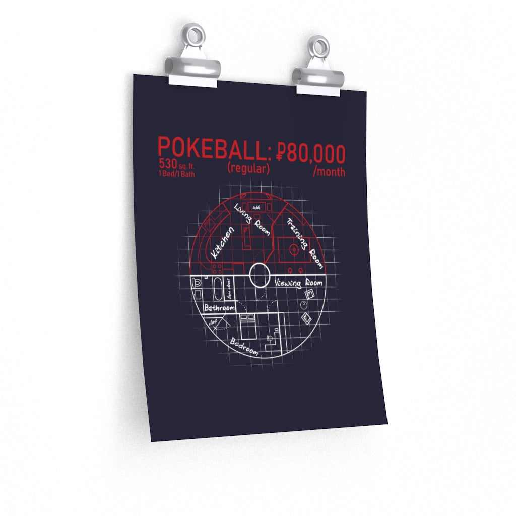 Pokeball Blueprint - Pokemon Matte Poster