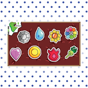 Kanto Gym Badges - Pokemon Sticker Half Sheet