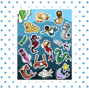 Sea Creatures Stickers - Ocean Animal Pun Sticker Set